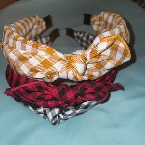 3 Checkered knot bow Headbands